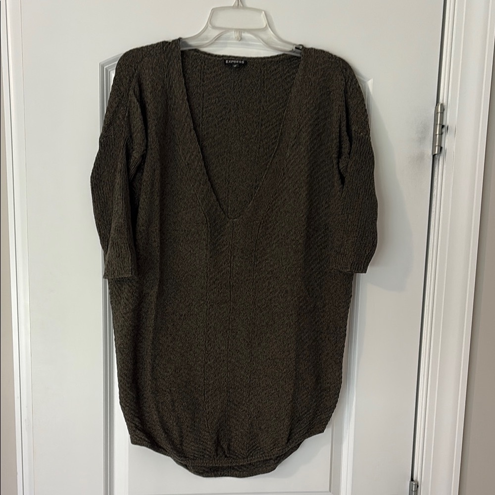 Express Olive Knit Sweater Dress